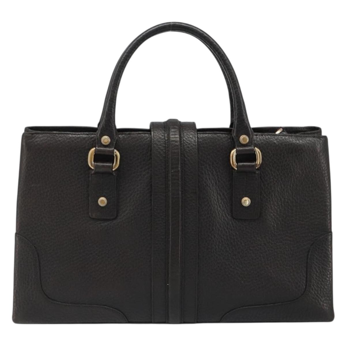 GUCCI Hand Bag Leather Black Gold 131325 Auth 186805A