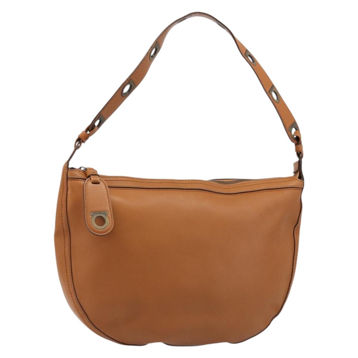Salvatore Ferragamo Shoulder Bag Leather Brown Auth 186806A