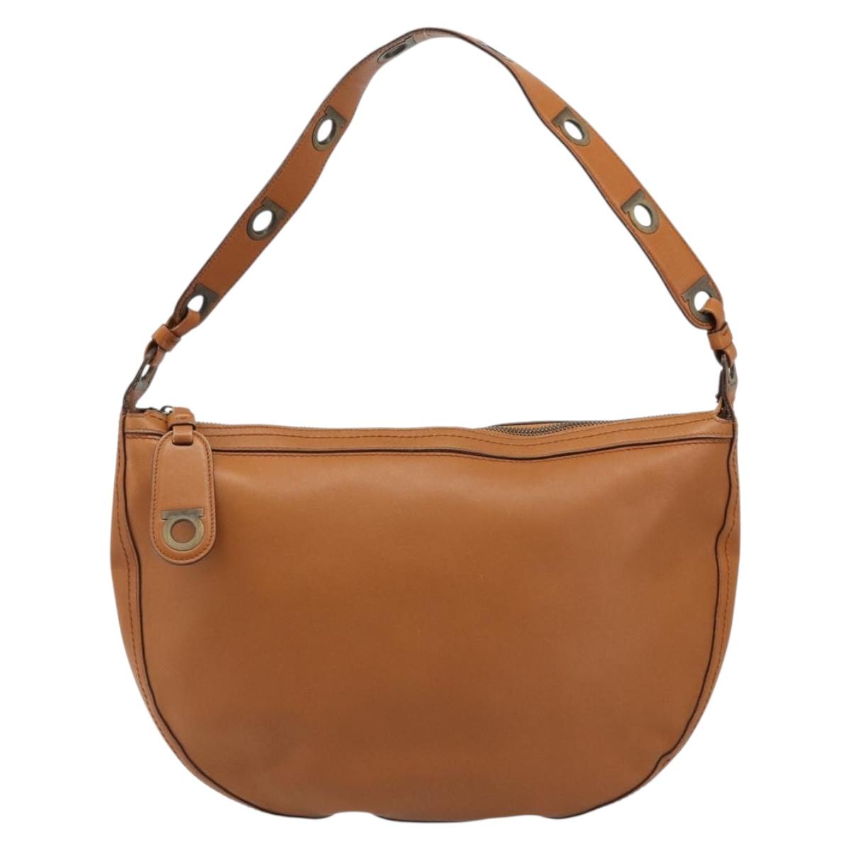 Salvatore Ferragamo Shoulder Bag Leather Brown Auth 186806A