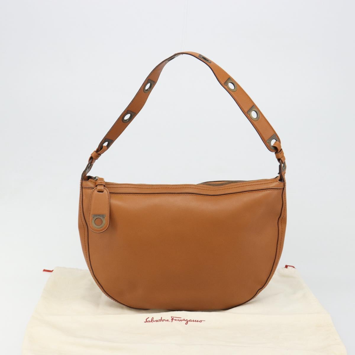 Salvatore Ferragamo Shoulder Bag Leather Brown Auth 186806A