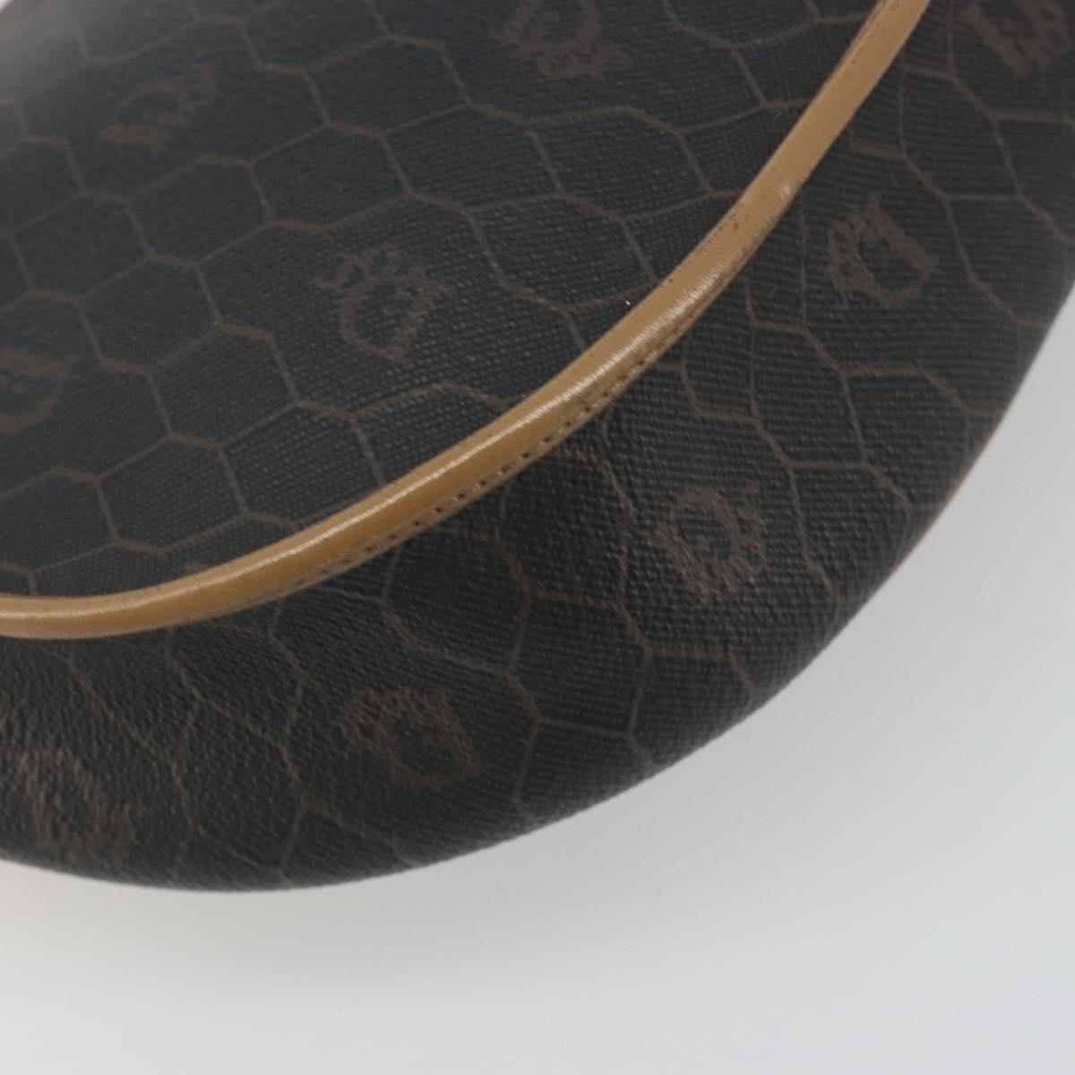 Christian Dior Honeycomb Canvas Shoulder Bag PVC Black Gold Auth 186807