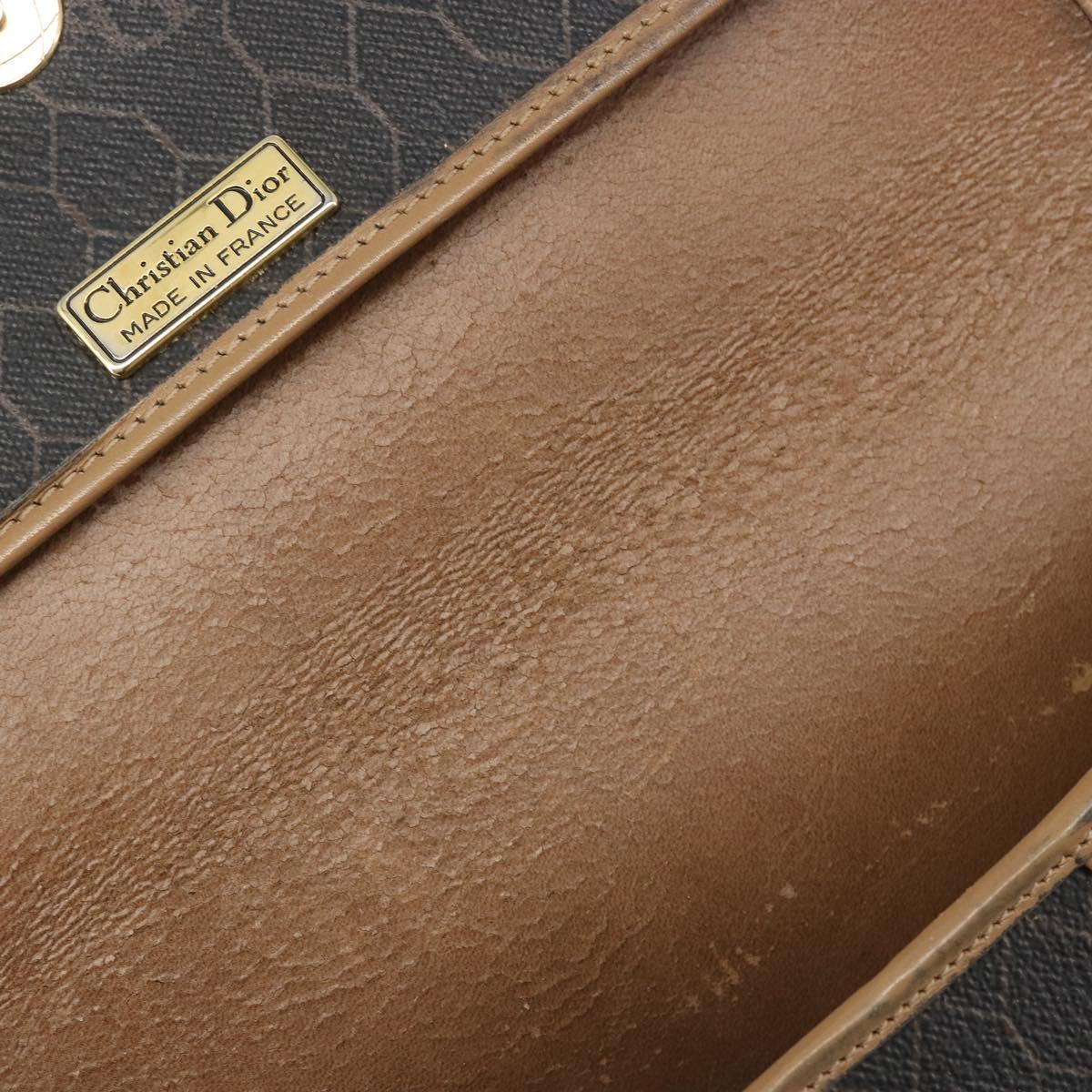 Christian Dior Honeycomb Canvas Shoulder Bag PVC Black Gold Auth 186807