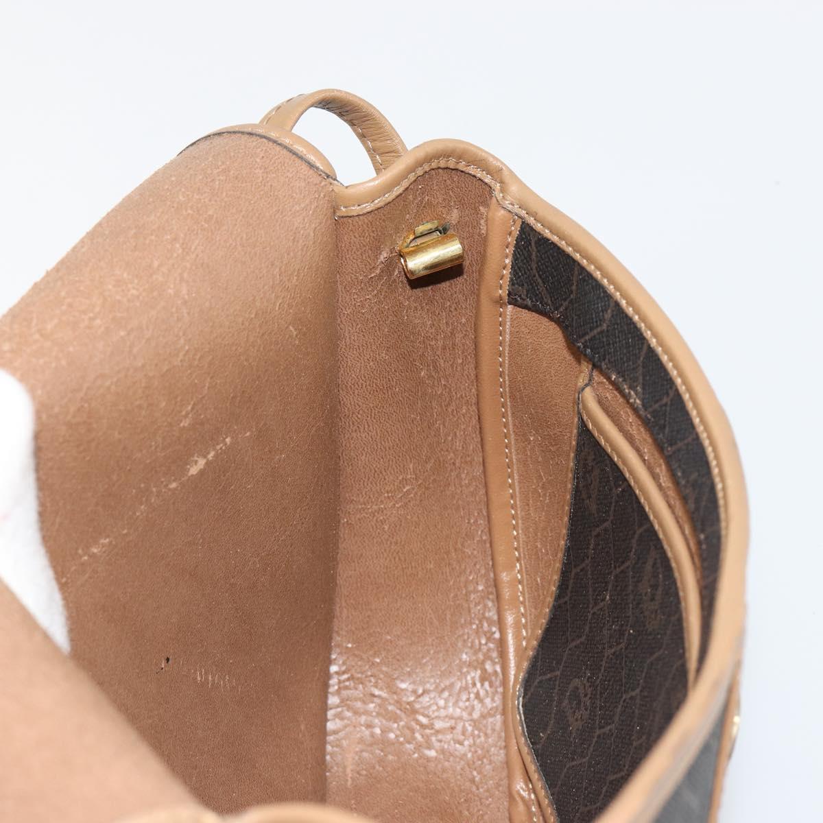 Christian Dior Honeycomb Canvas Shoulder Bag PVC Black Gold Auth 186807