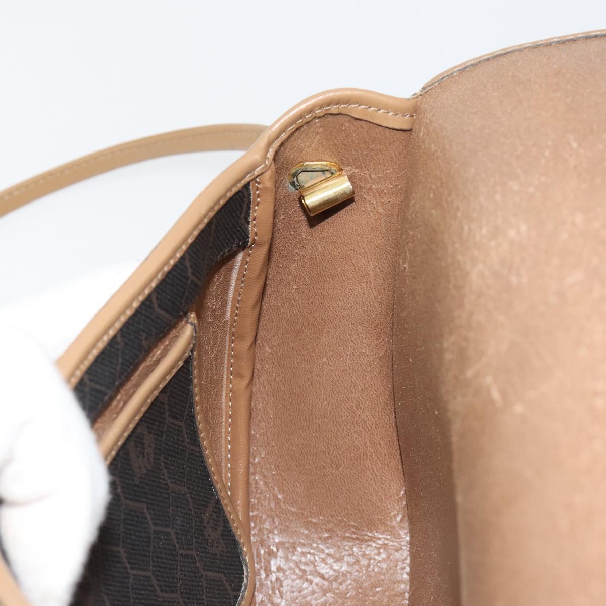 Christian Dior Honeycomb Canvas Shoulder Bag PVC Black Gold Auth 186807