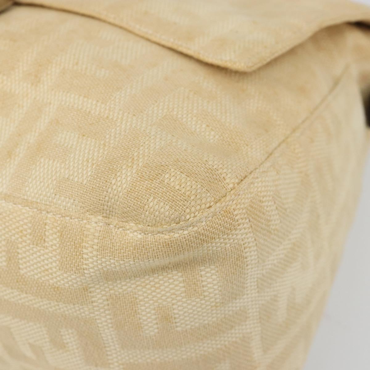 FENDI Zucca Canvas Mamma Baguette Shoulder Bag Beige Silver Auth 186809A