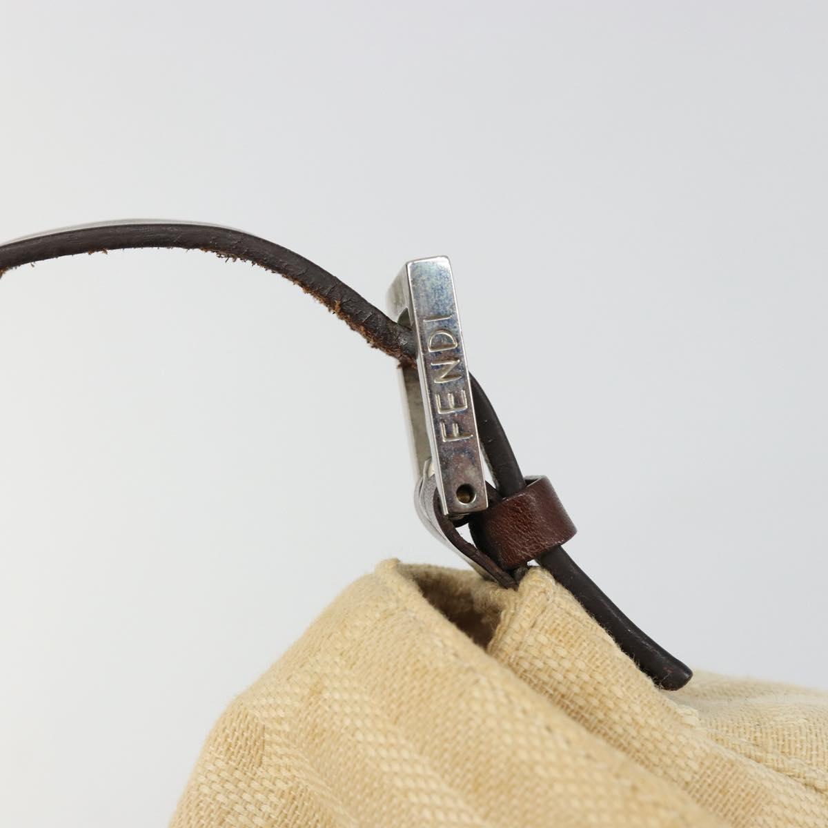 FENDI Zucca Canvas Mamma Baguette Shoulder Bag Beige Silver Auth 186809A