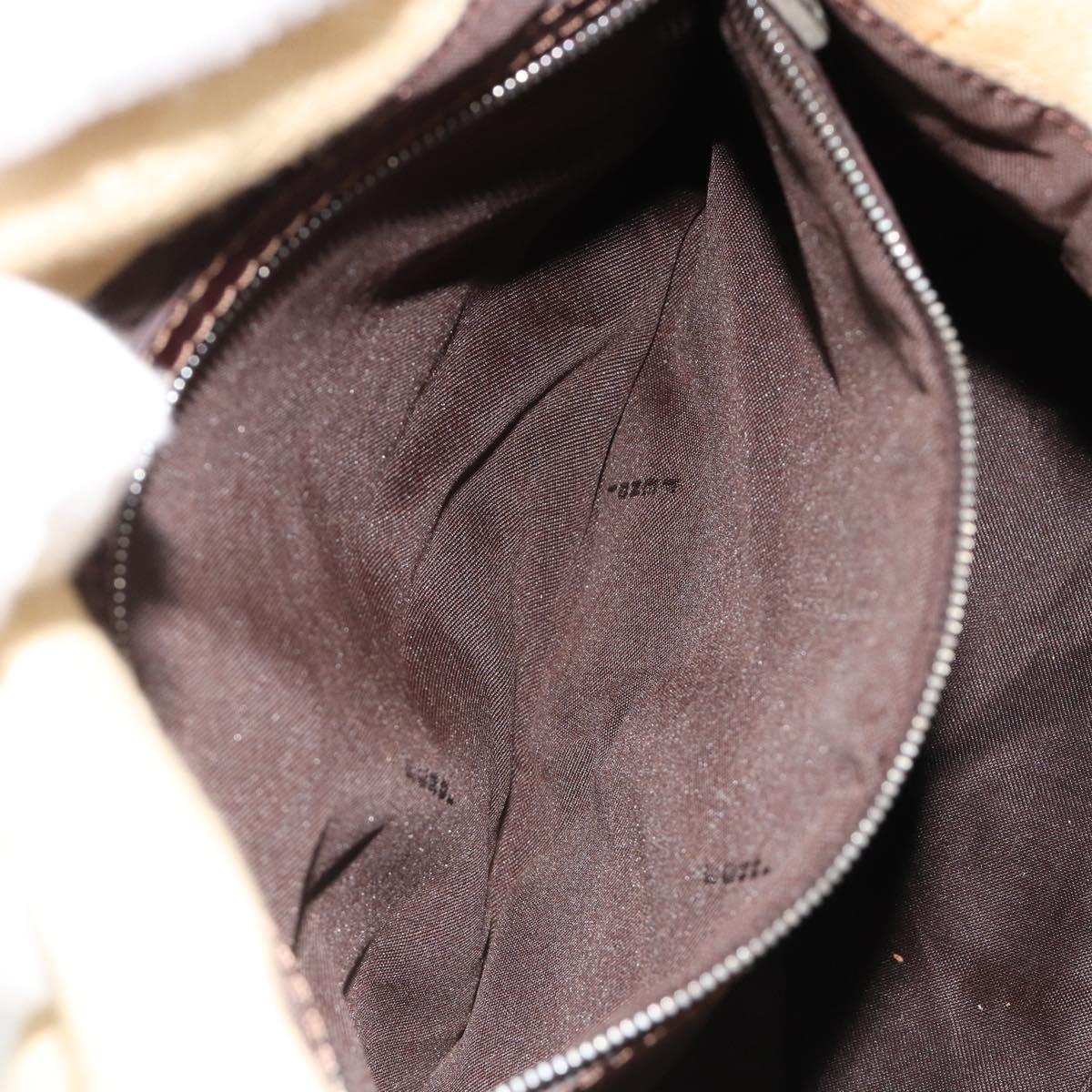 FENDI Zucca Canvas Mamma Baguette Shoulder Bag Beige Silver Auth 186809A