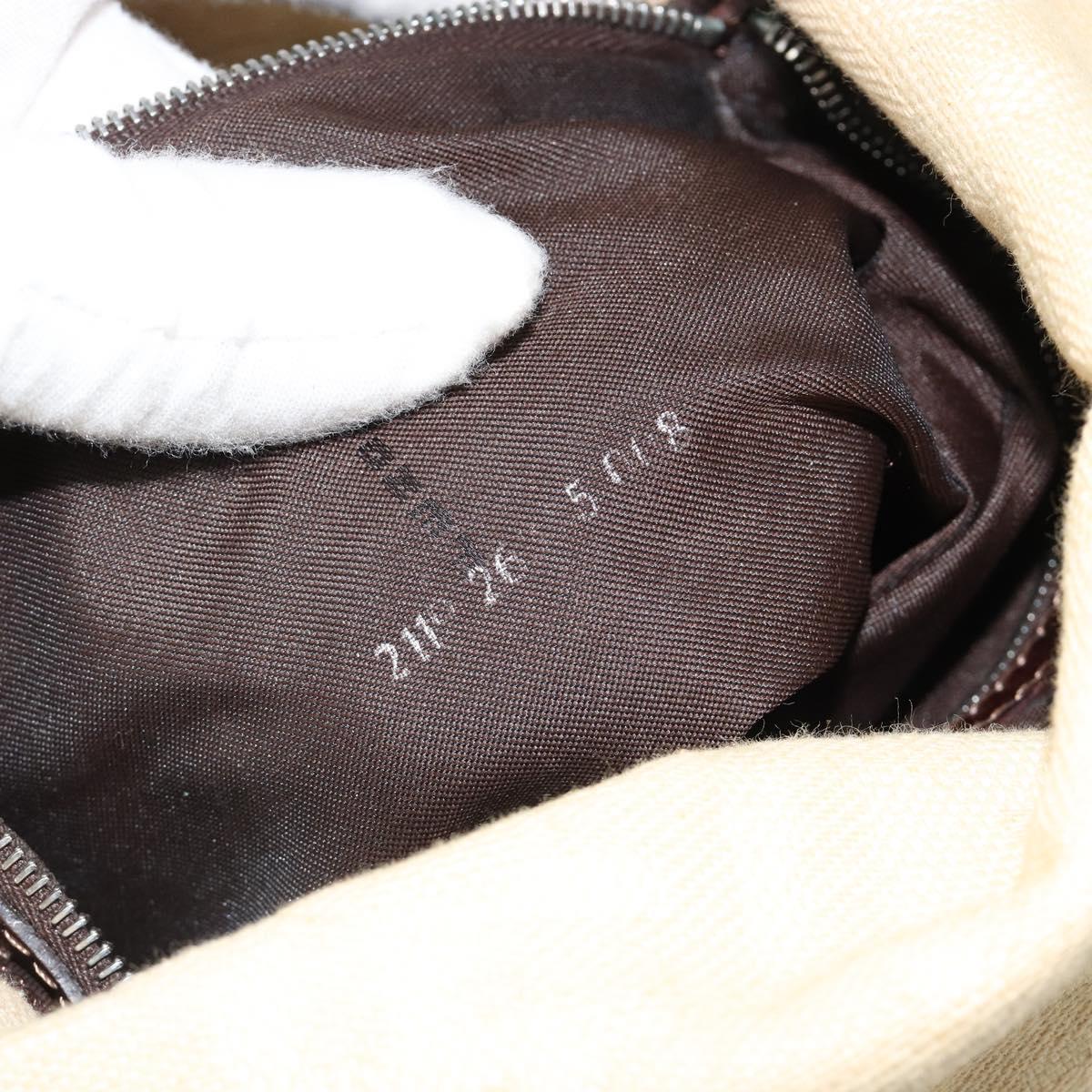 FENDI Zucca Canvas Mamma Baguette Shoulder Bag Beige Silver Auth 186809A