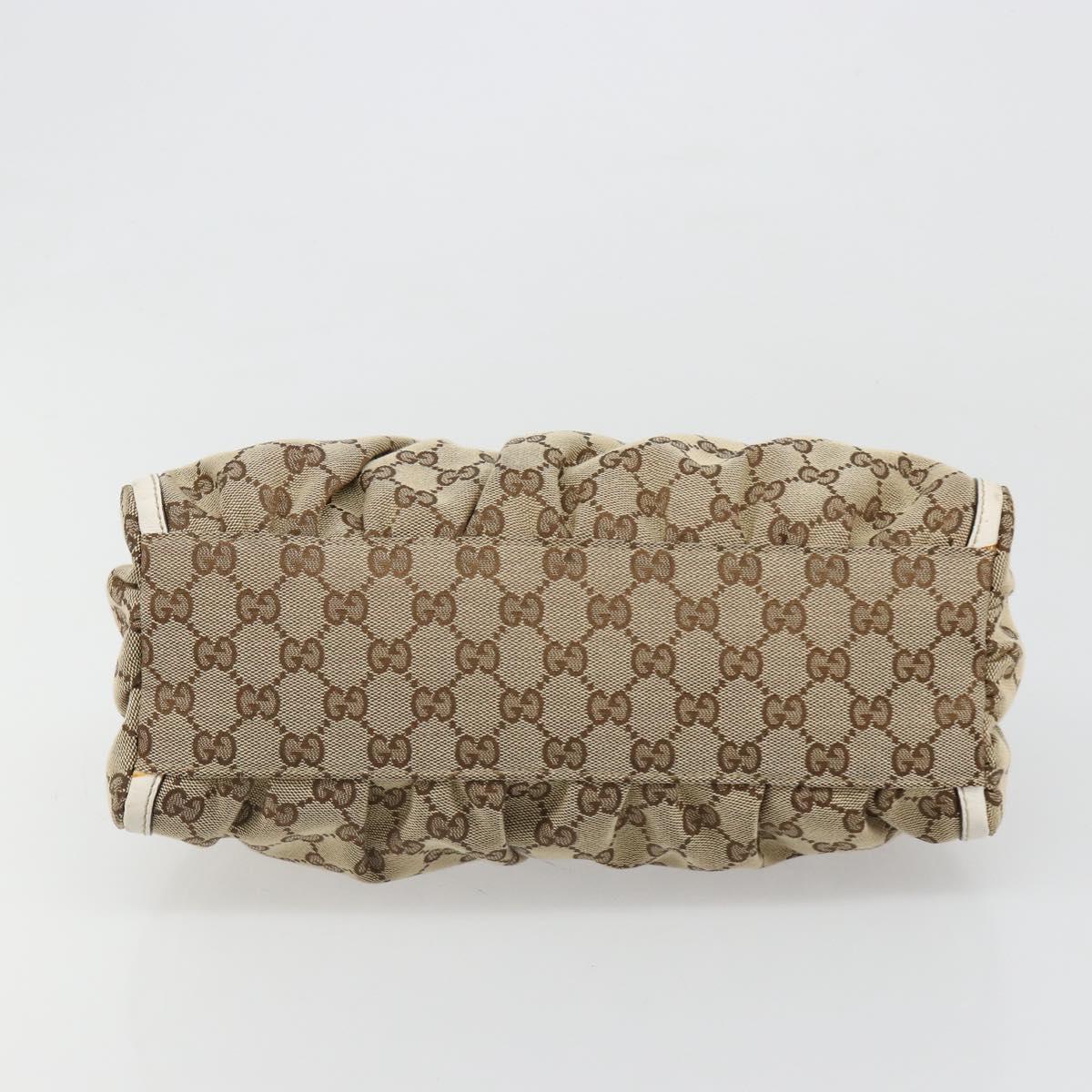 GUCCI GG Canvas Abbey Shoulder Bag Beige Gold 190525 Auth 186811V