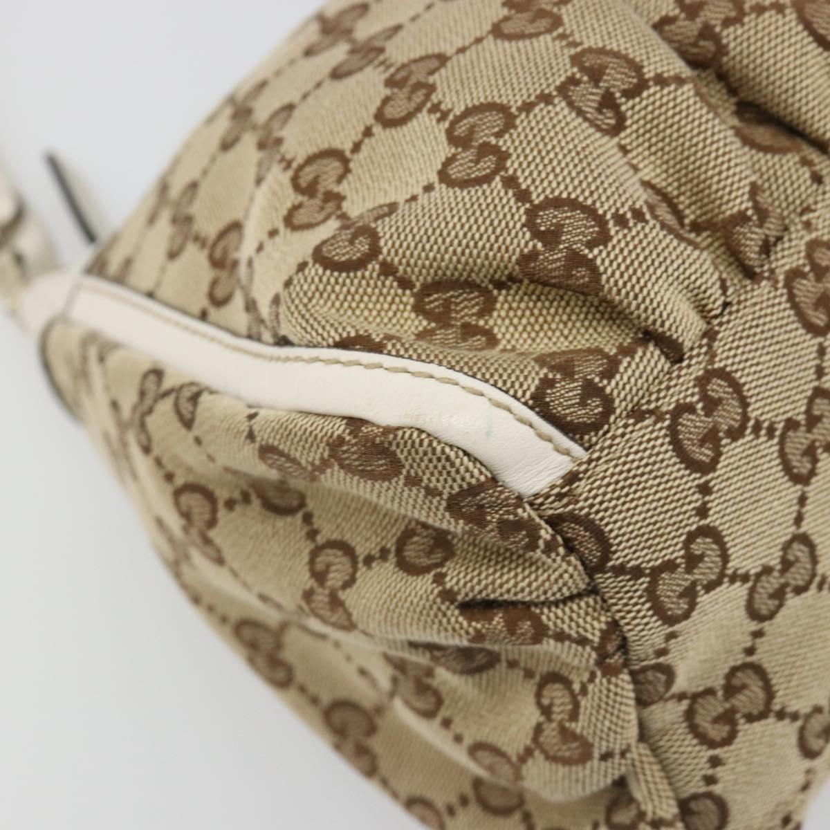GUCCI GG Canvas Abbey Shoulder Bag Beige Gold 190525 Auth 186811V