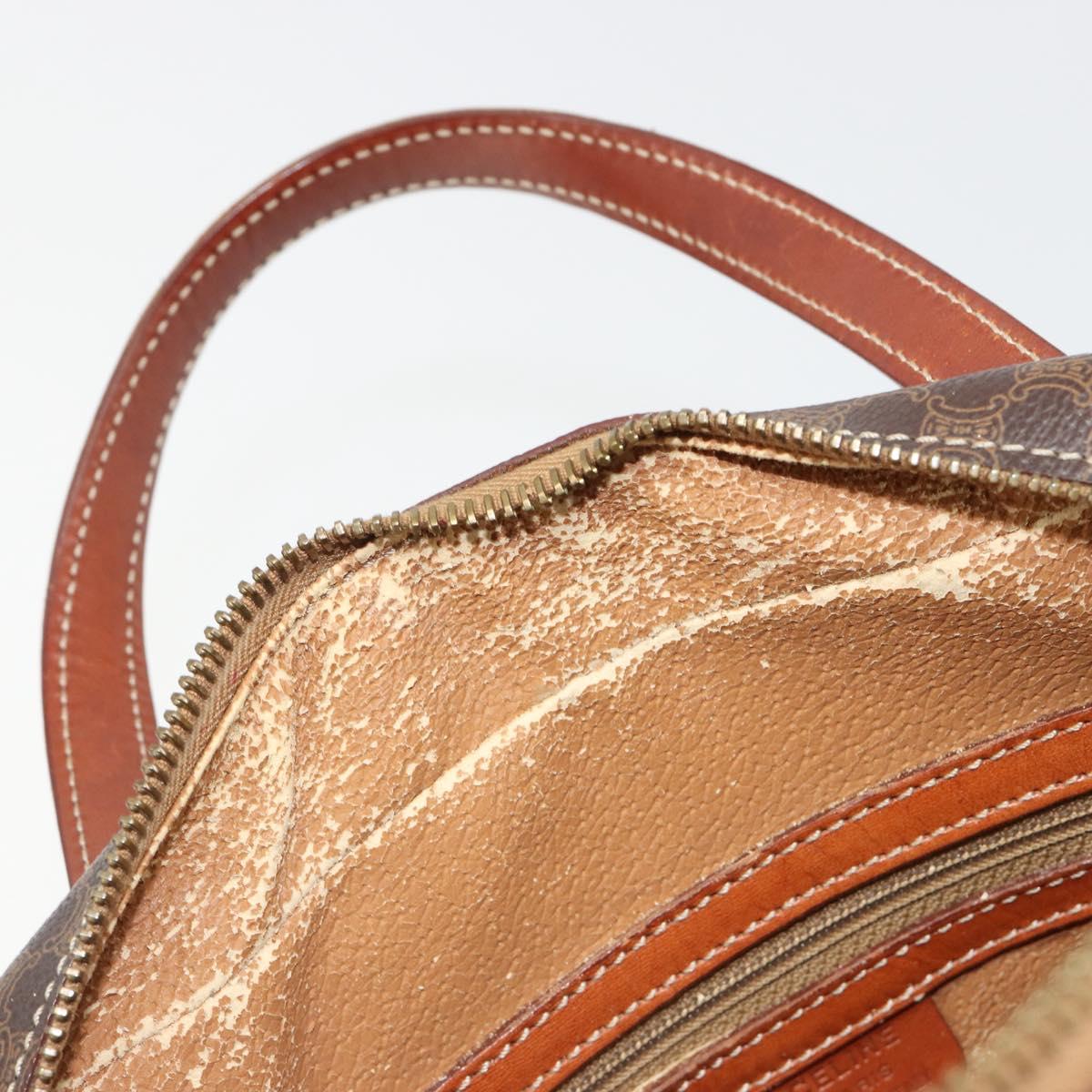 CELINE Macadam Canvas Hand Bag PVC Leather Brown Gold Auth 186813