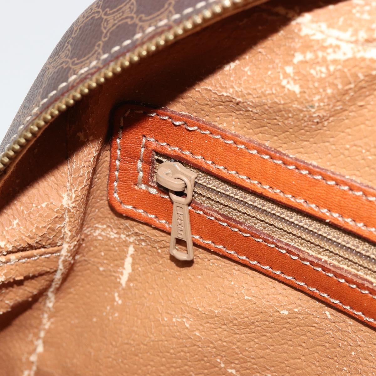CELINE Macadam Canvas Hand Bag PVC Leather Brown Gold Auth 186813