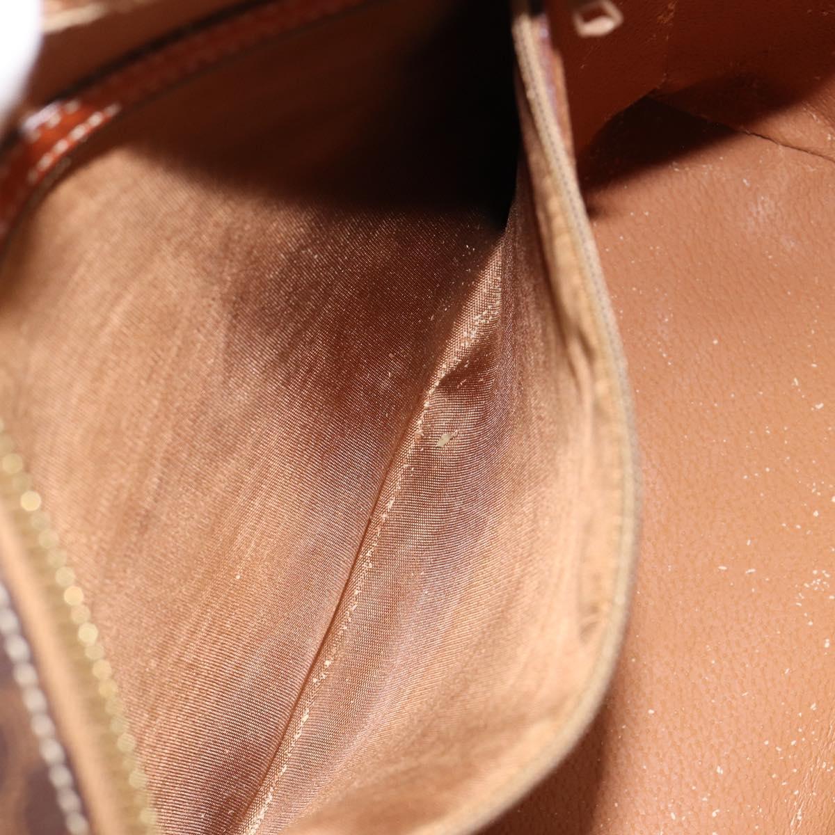 CELINE Macadam Canvas Hand Bag PVC Leather Brown Gold Auth 186813