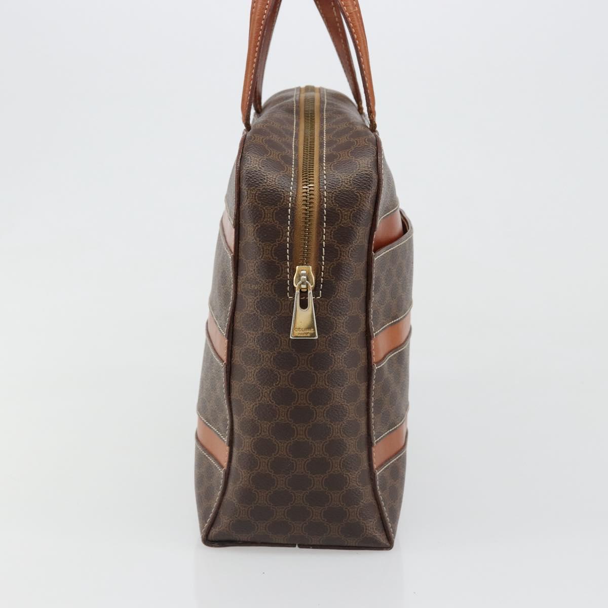 CELINE Macadam Canvas Hand Bag PVC Leather Brown Gold Auth 186813