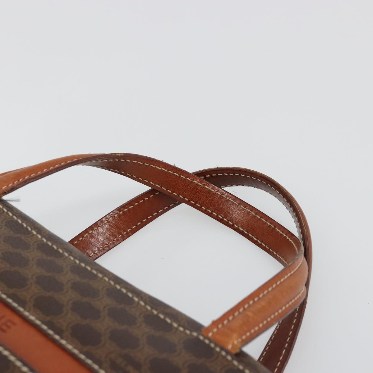 CELINE Macadam Canvas Hand Bag PVC Leather Brown Gold Auth 186813