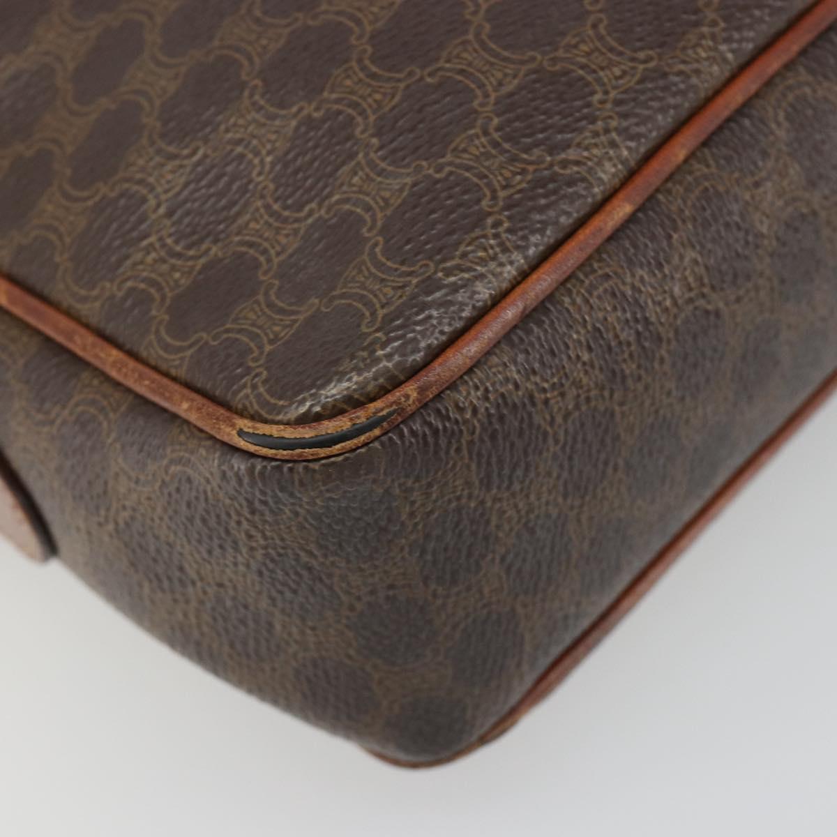 CELINE Macadam Canvas Shoulder Bag PVC Leather Brown Gold Auth 186814