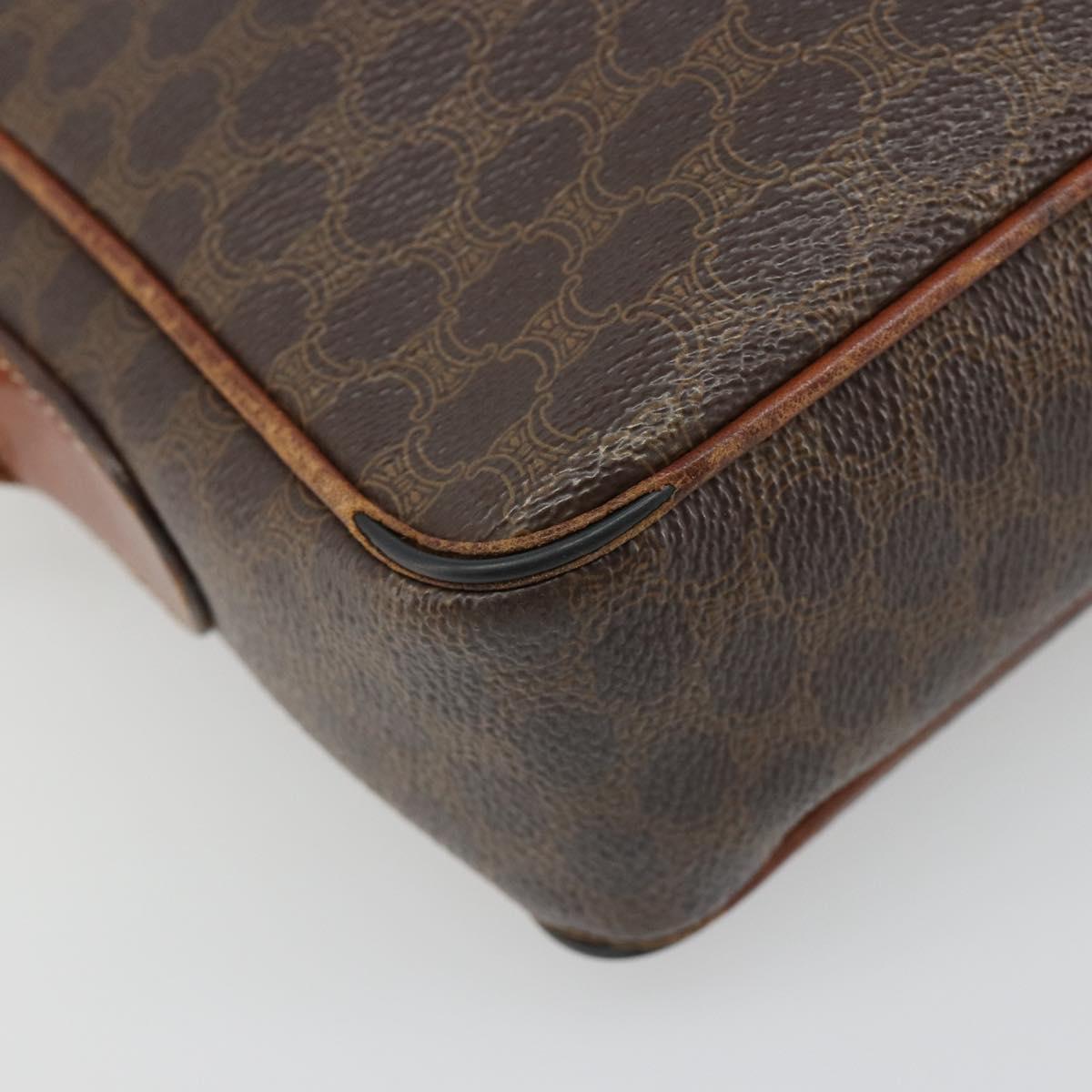 CELINE Macadam Canvas Shoulder Bag PVC Leather Brown Gold Auth 186814