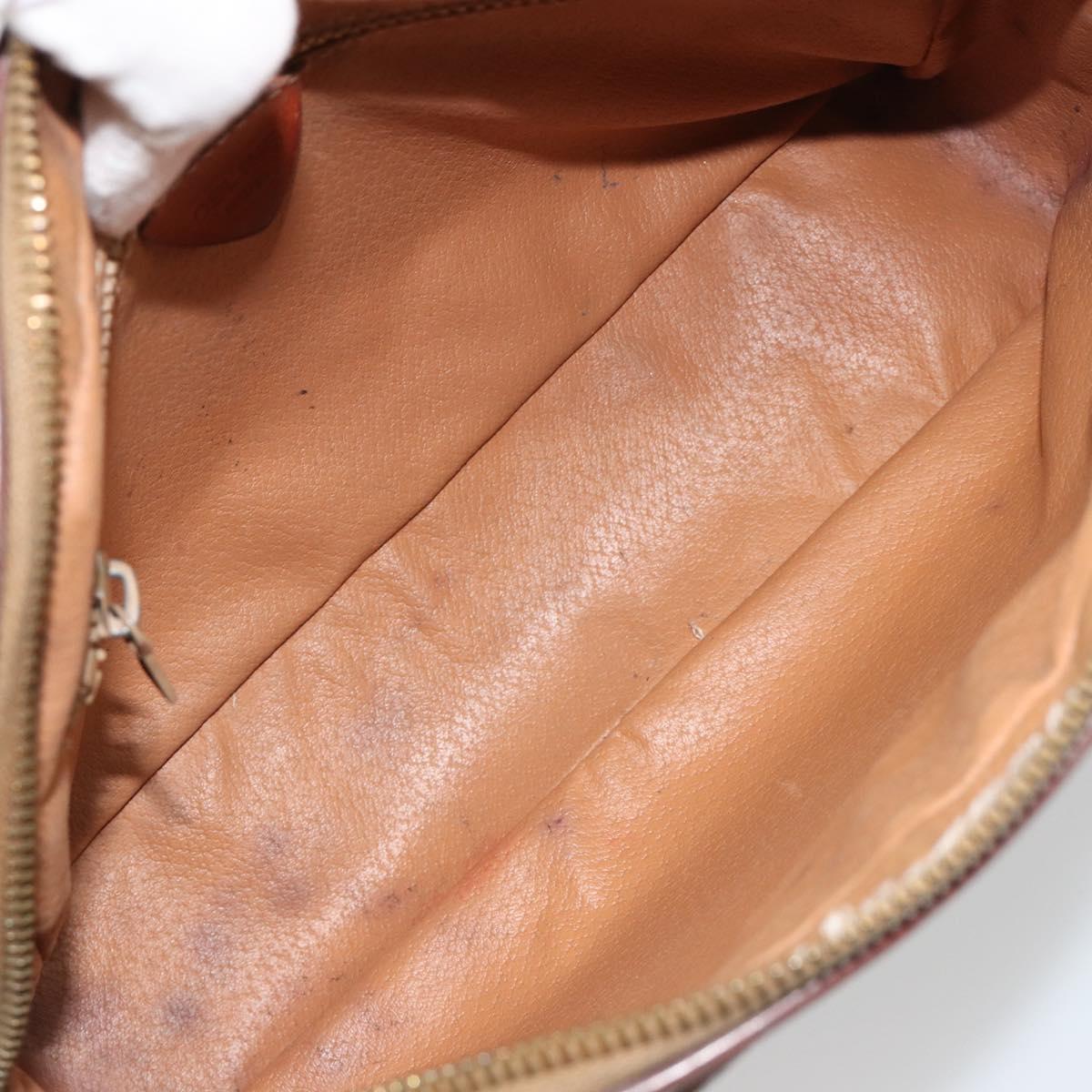 CELINE Macadam Canvas Shoulder Bag PVC Leather Brown Gold Auth 186814