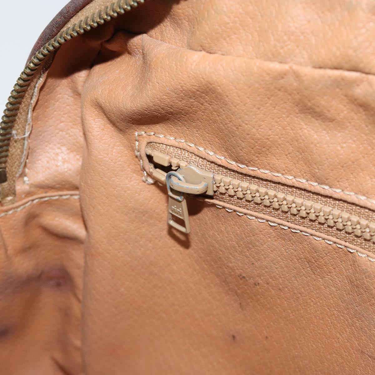CELINE Macadam Canvas Shoulder Bag PVC Leather Brown Gold Auth 186814