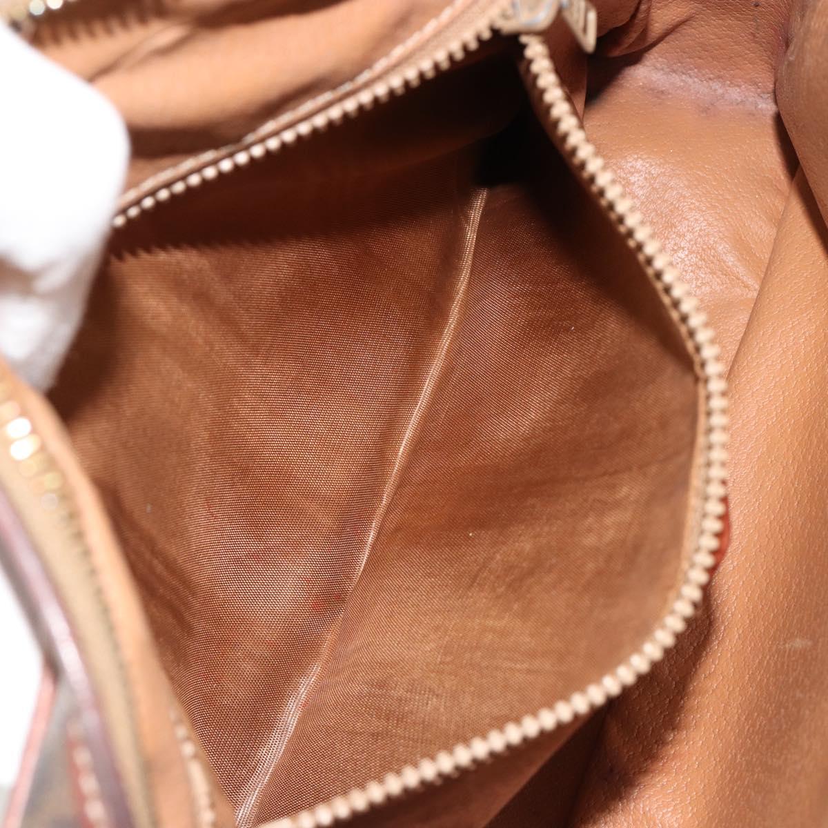 CELINE Macadam Canvas Shoulder Bag PVC Leather Brown Gold Auth 186814