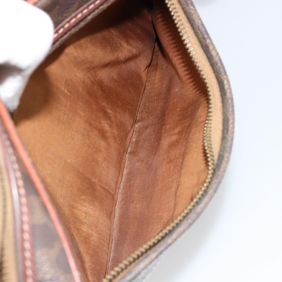 CELINE Macadam Canvas Shoulder Bag PVC Leather Brown Gold Auth 186814