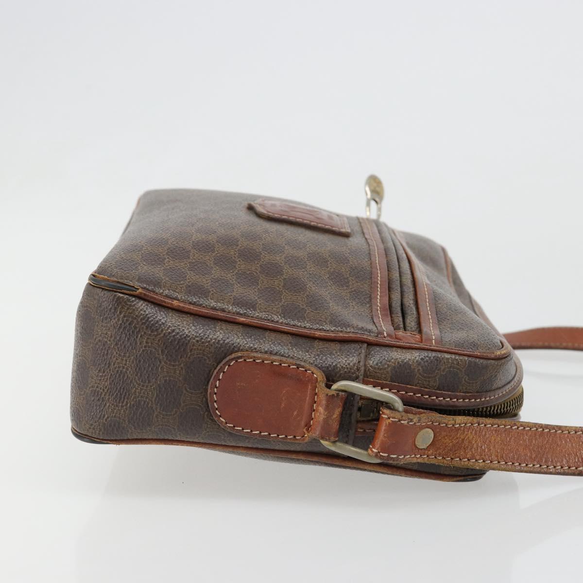 CELINE Macadam Canvas Shoulder Bag PVC Leather Brown Gold Auth 186814