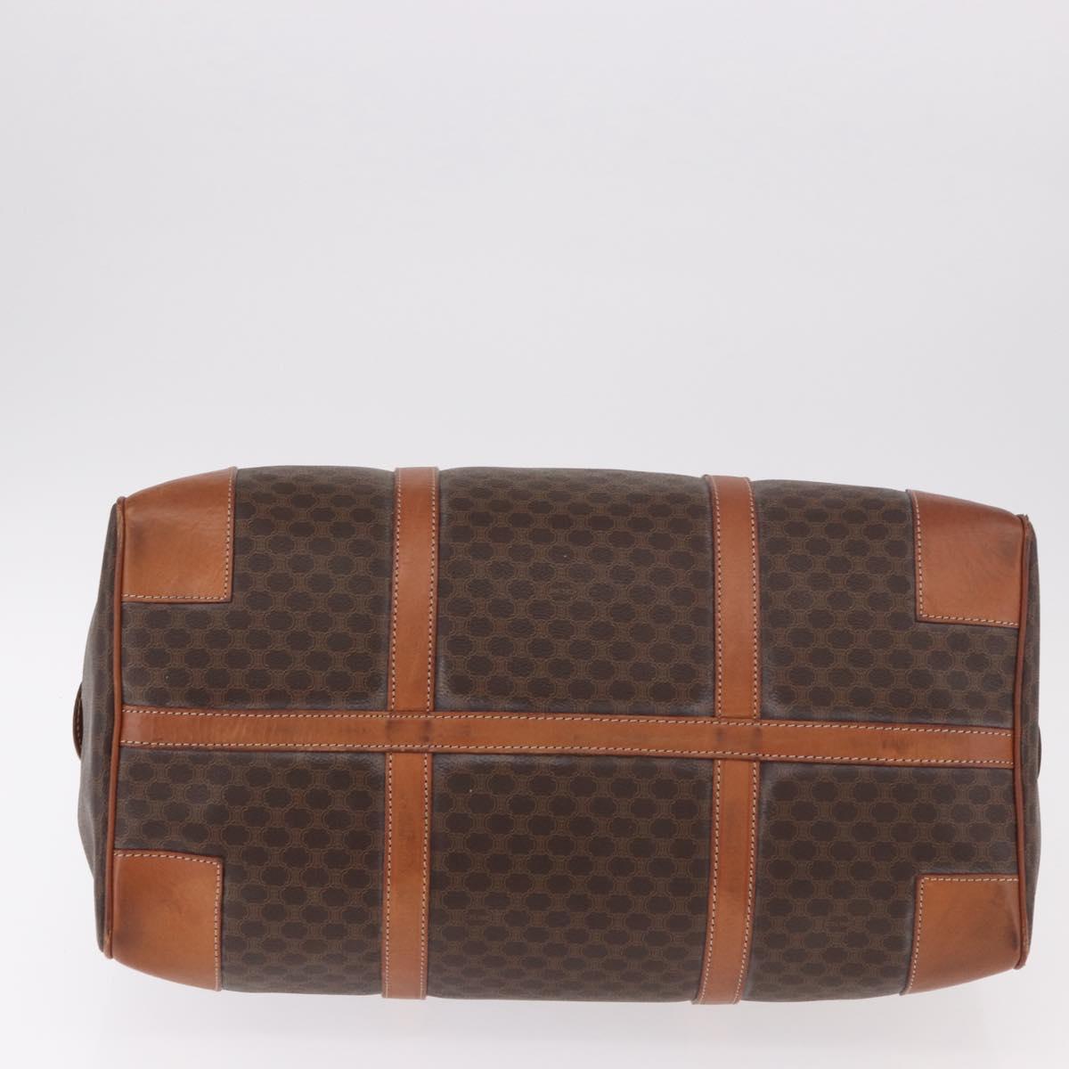 CELINE Macadam Canvas Boston Bag PVC Leather Brown Gold Auth 186815