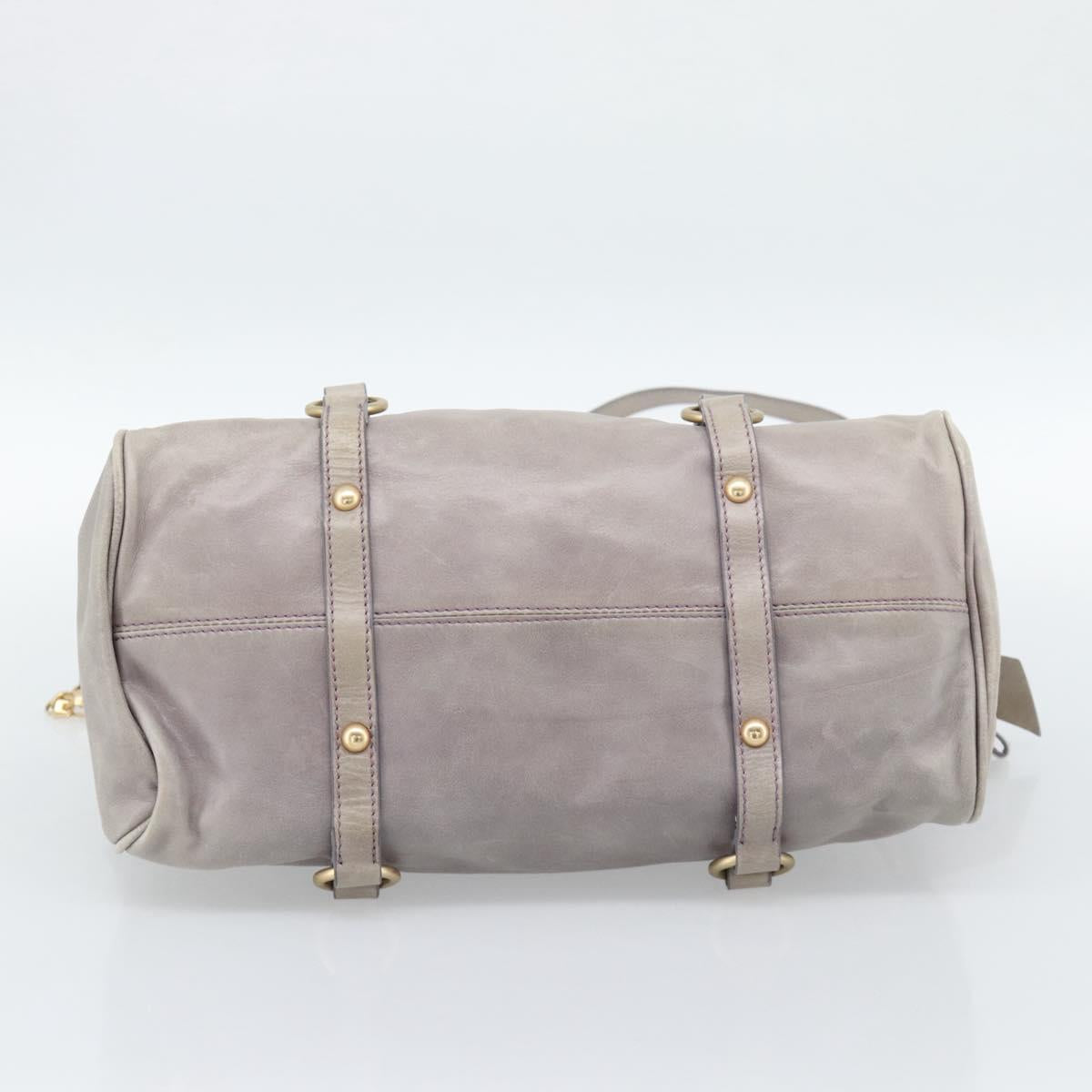 Miu Miu Ribbon Hand Bag Leather 2way Purple Gold Auth 186822V
