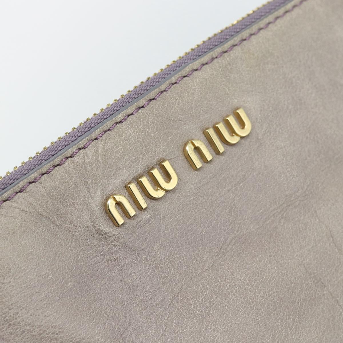 Miu Miu Ribbon Hand Bag Leather 2way Purple Gold Auth 186822V