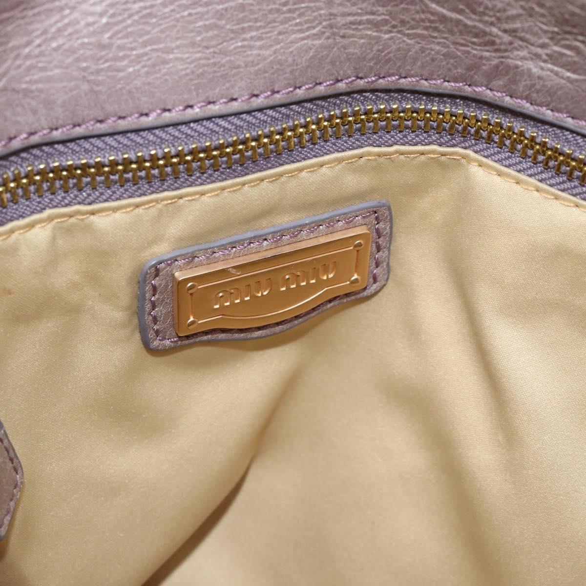 Miu Miu Ribbon Hand Bag Leather 2way Purple Gold Auth 186822V