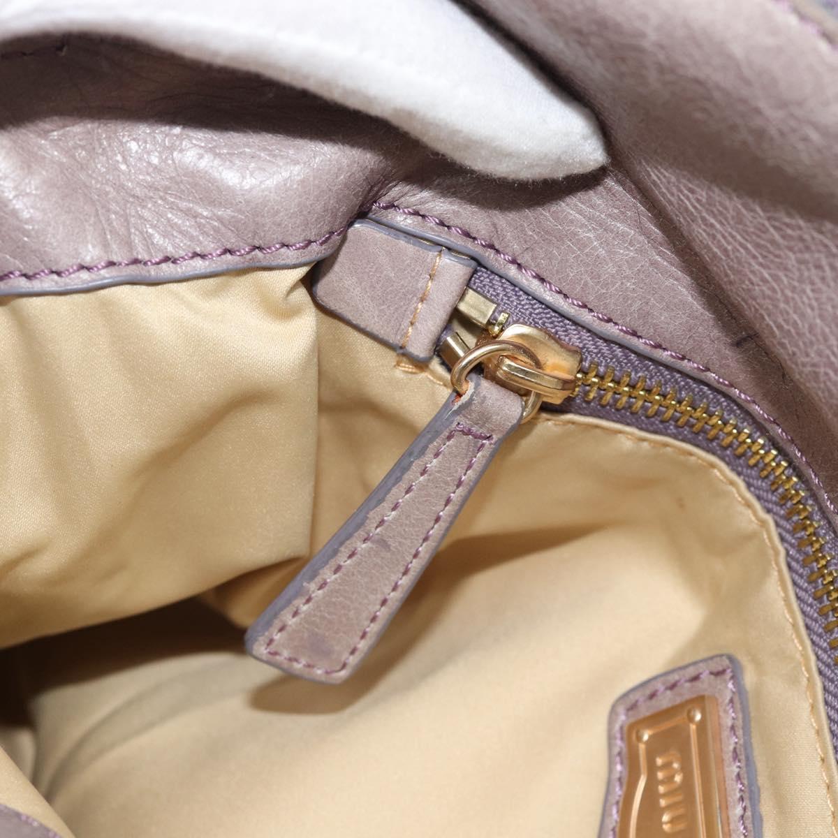 Miu Miu Ribbon Hand Bag Leather 2way Purple Gold Auth 186822V
