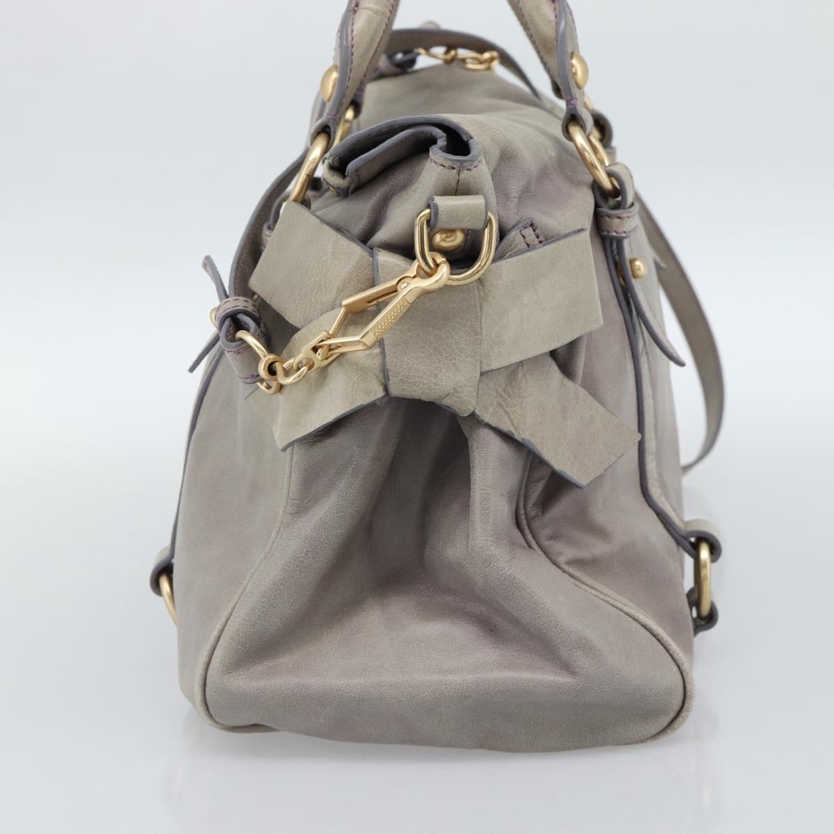 Miu Miu Ribbon Hand Bag Leather 2way Purple Gold Auth 186822V