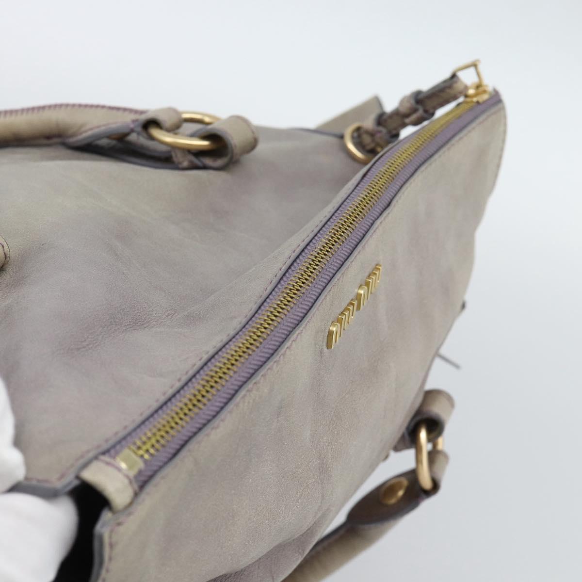 Miu Miu Ribbon Hand Bag Leather 2way Purple Gold Auth 186822V