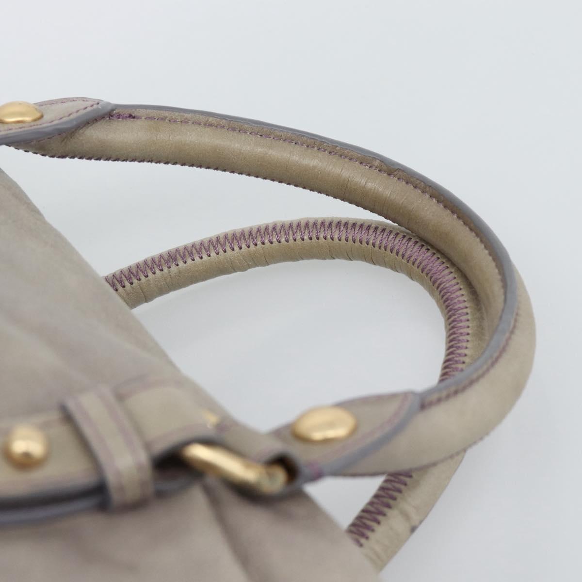 Miu Miu Ribbon Hand Bag Leather 2way Purple Gold Auth 186822V