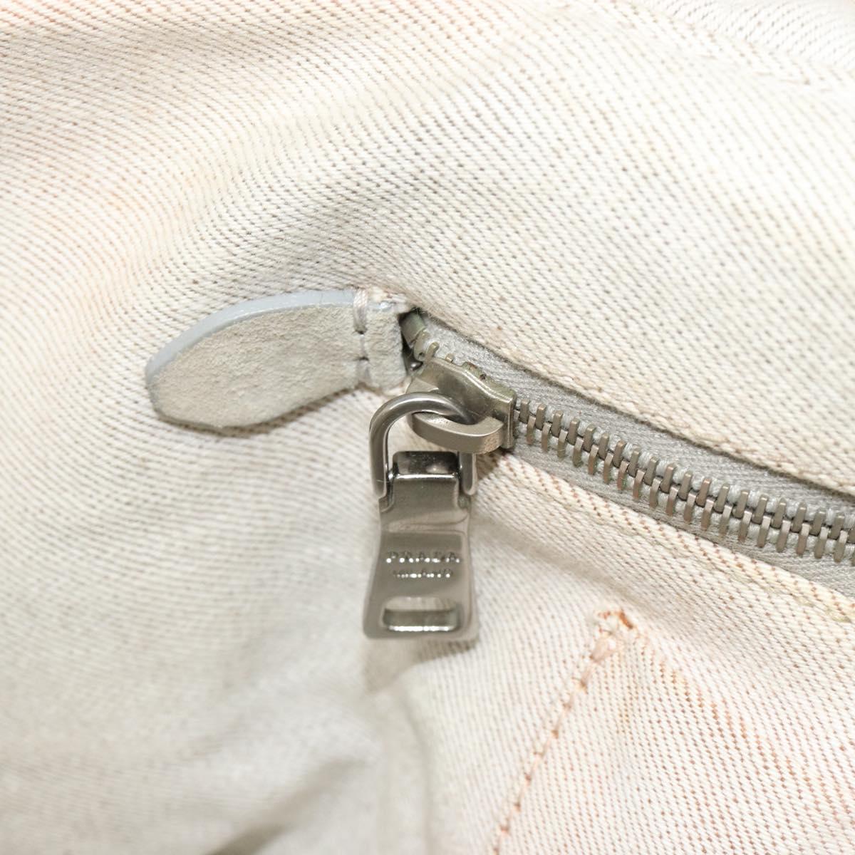PRADA Canapa Hand Bag Canvas Gray Silver Auth 186823