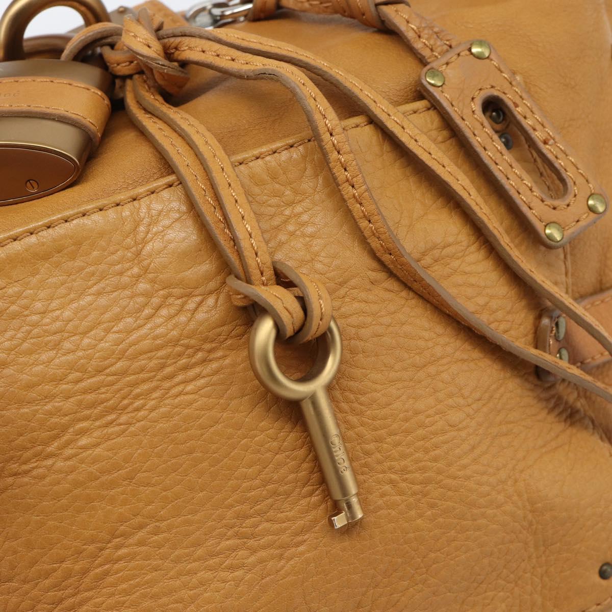 Chloe Paddington Shoulder Bag Leather Brown Gold Silver Auth 186824M