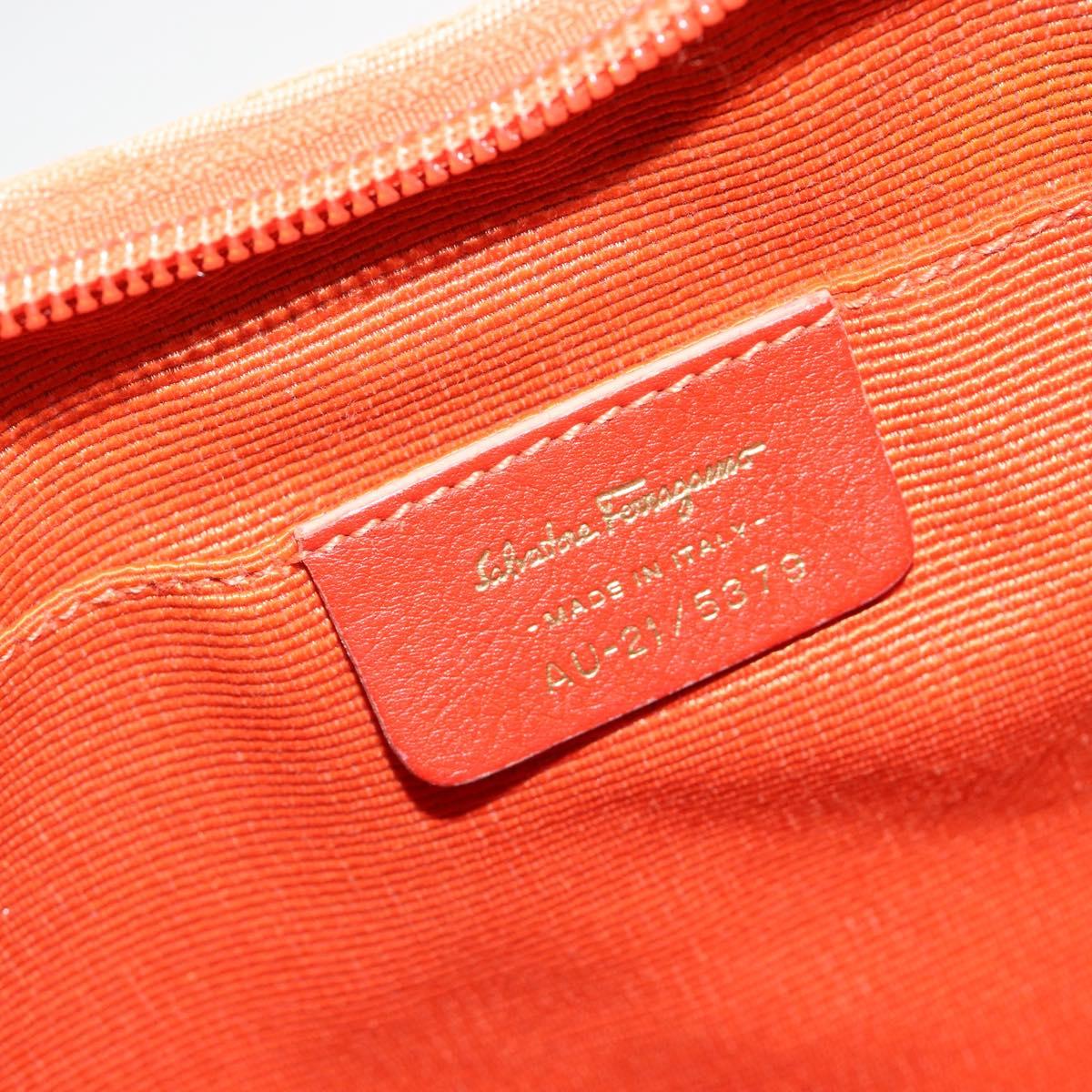 Salvatore Ferragamo Gancini Shoulder Bag Canvas Orange Gold Auth 186826