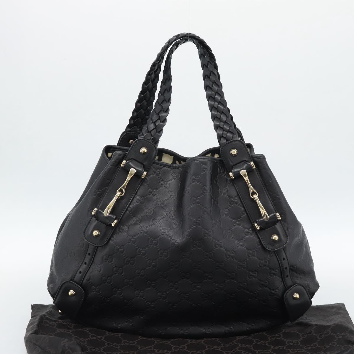 GUCCI GG Canvas Guccissima Tote Bag Leather Black Gold 137621 Auth 186827V