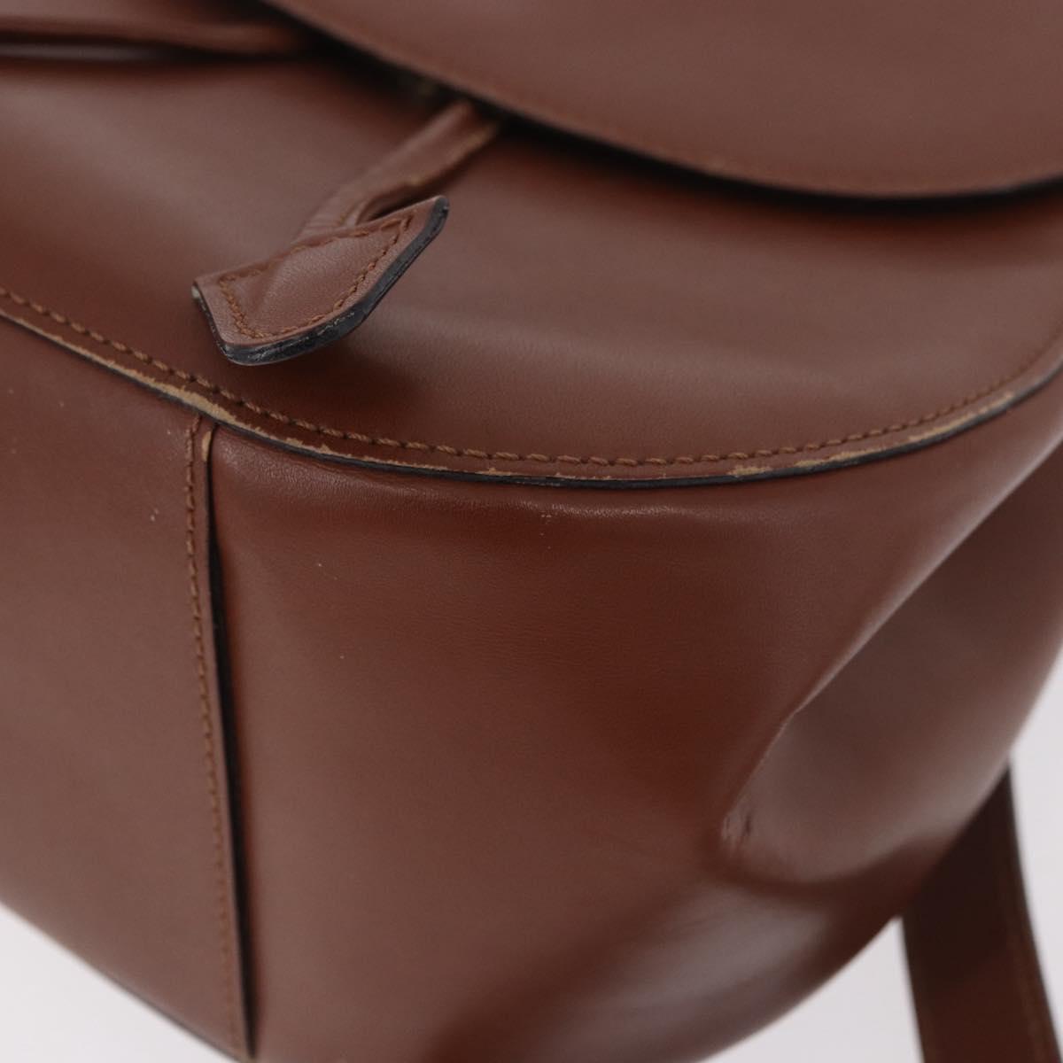CELINE Backpack Leather Brown Gold Auth 186828
