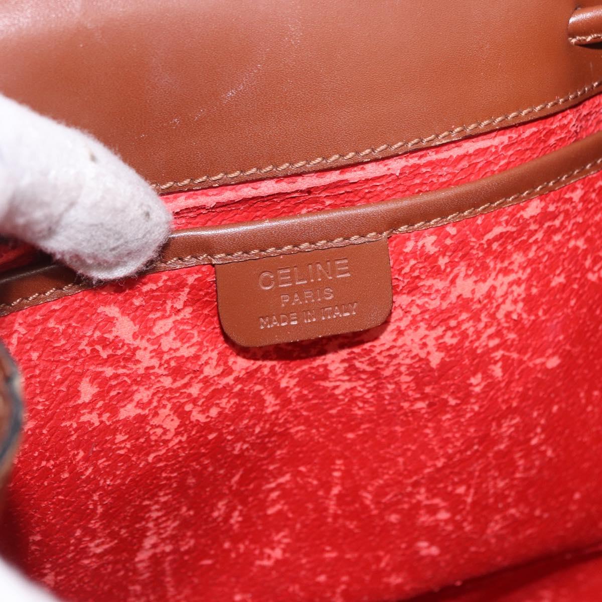 CELINE Backpack Leather Brown Gold Auth 186828