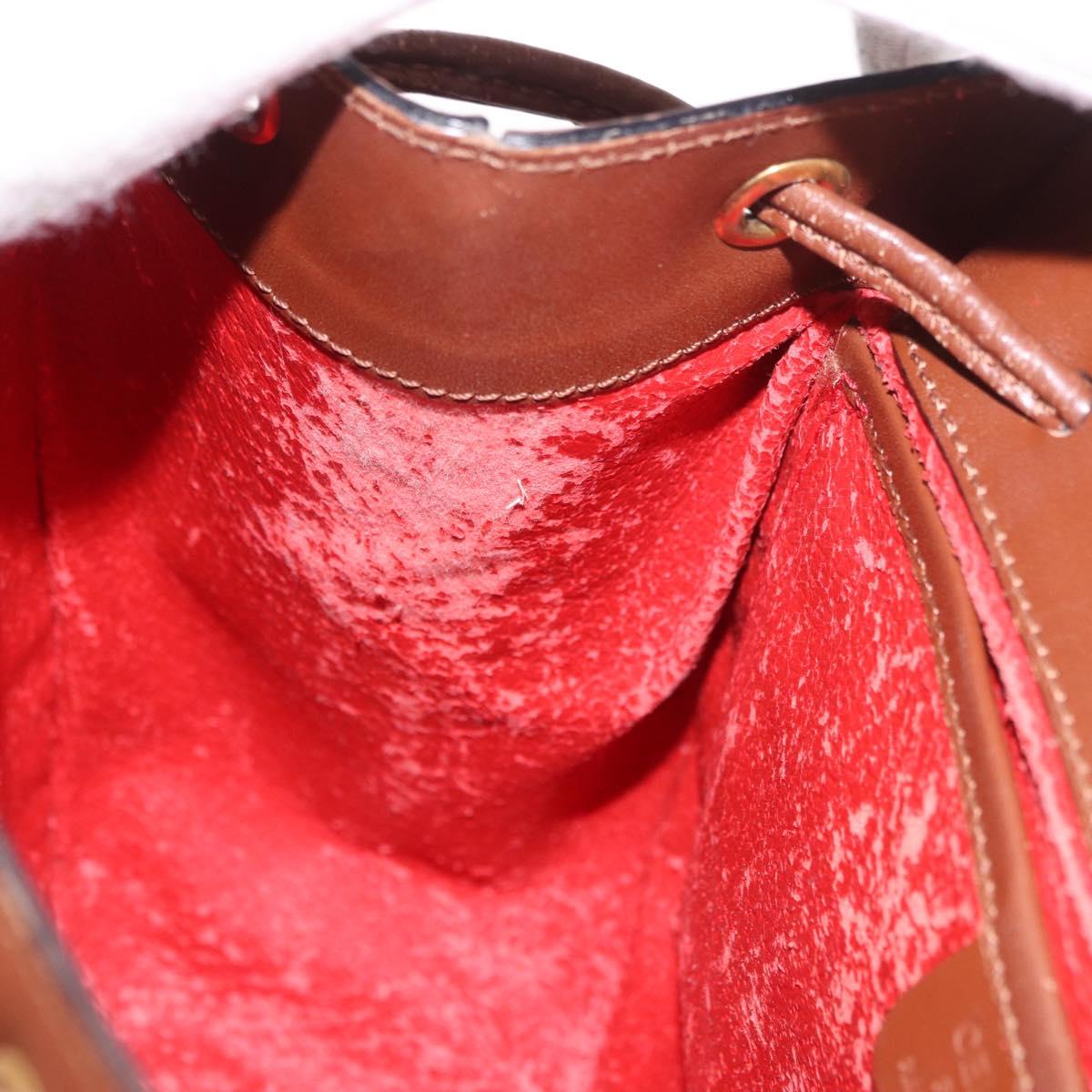 CELINE Backpack Leather Brown Gold Auth 186828