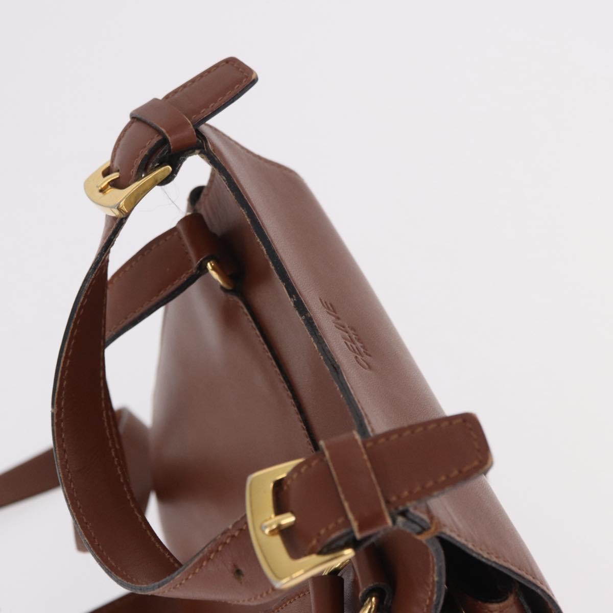 CELINE Backpack Leather Brown Gold Auth 186828