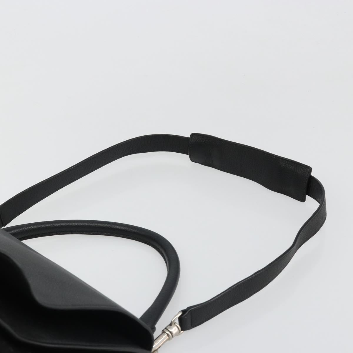 CELINE Trapeze Hand Bag Leather Suede Black Silver Auth 186832V