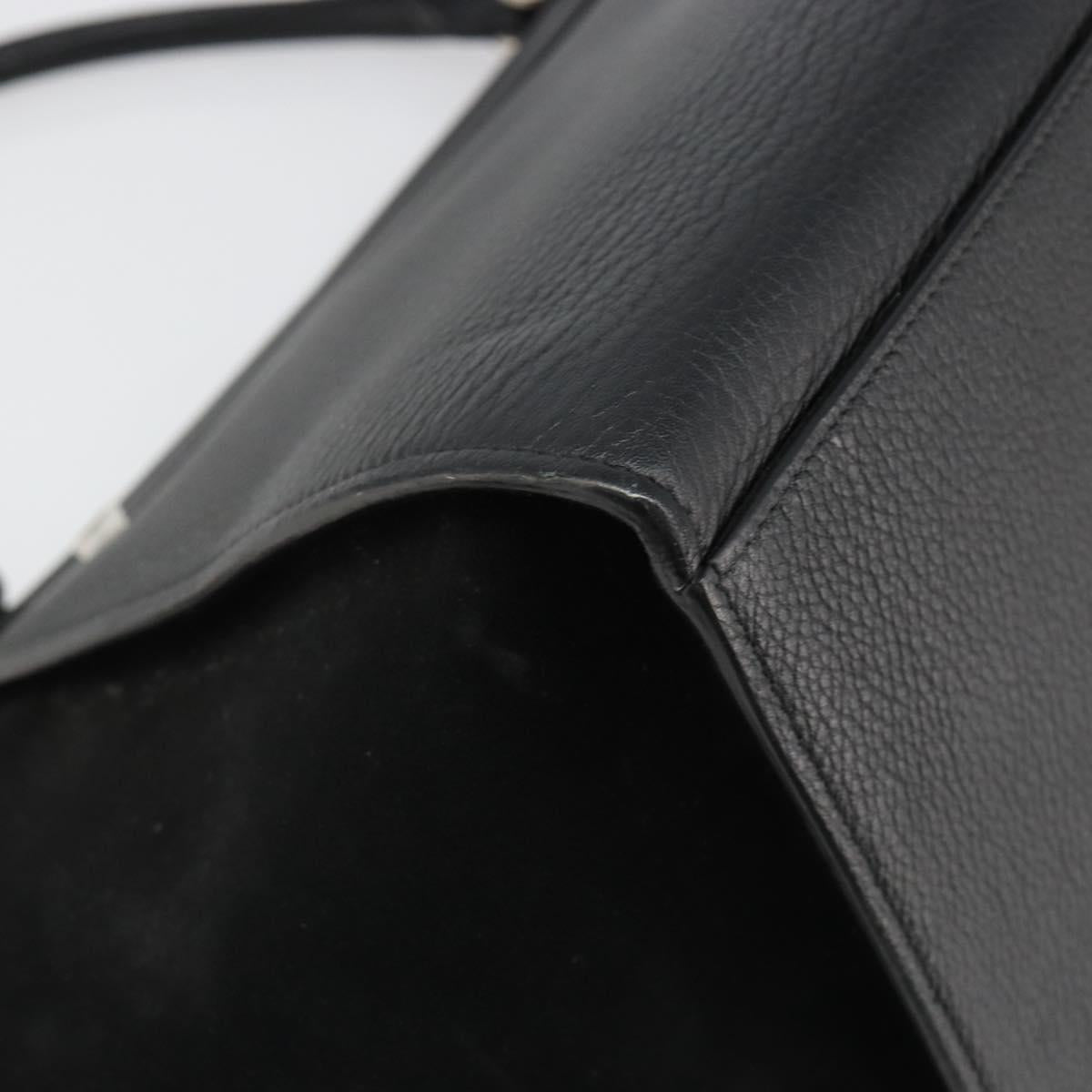 CELINE Trapeze Hand Bag Leather Suede Black Silver Auth 186832V