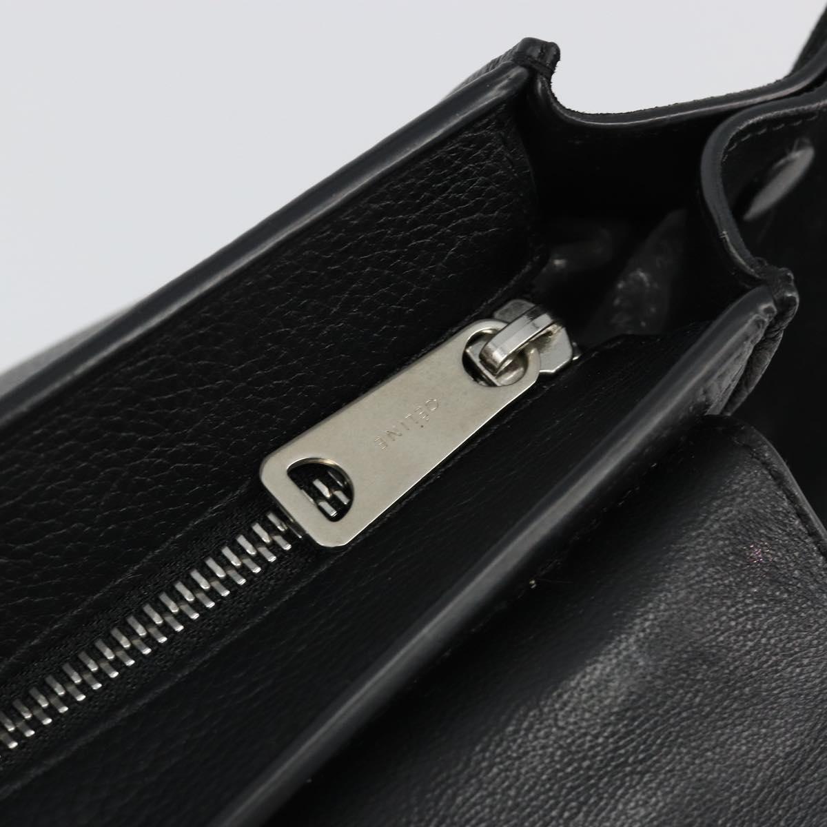 CELINE Trapeze Hand Bag Leather Suede Black Silver Auth 186832V