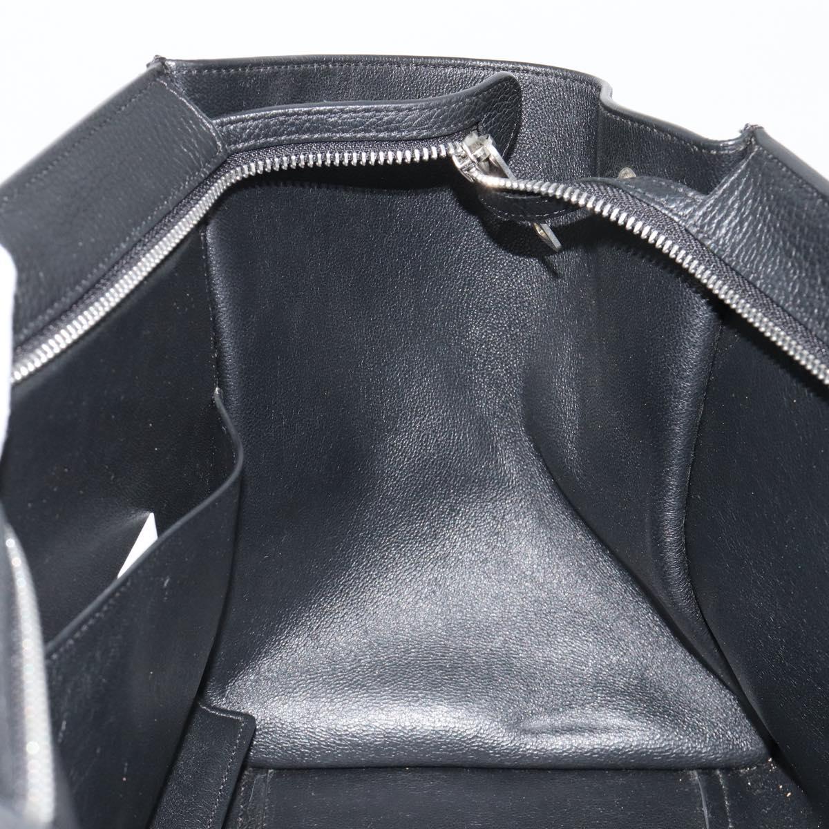 CELINE Trapeze Hand Bag Leather Suede Black Silver Auth 186832V