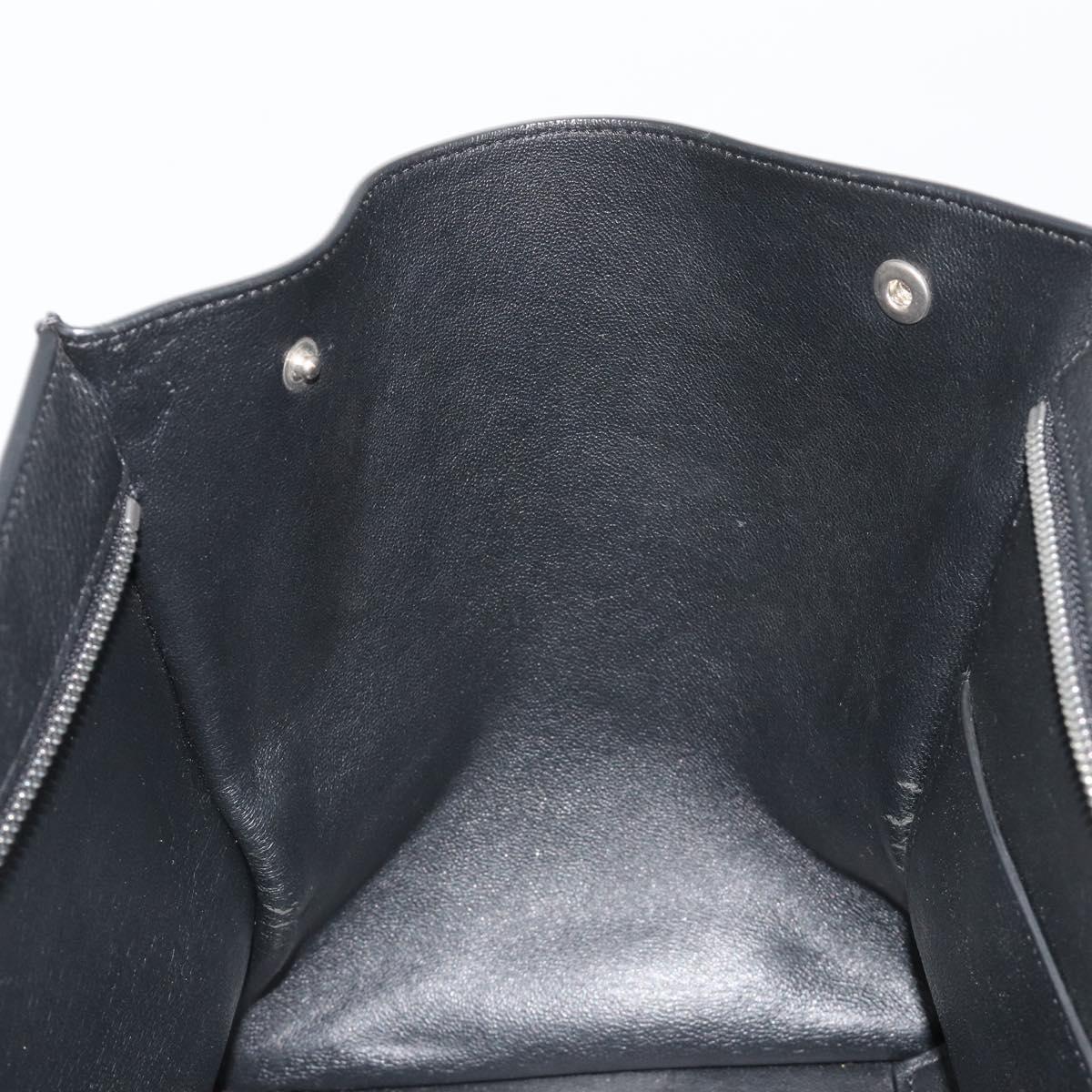 CELINE Trapeze Hand Bag Leather Suede Black Silver Auth 186832V
