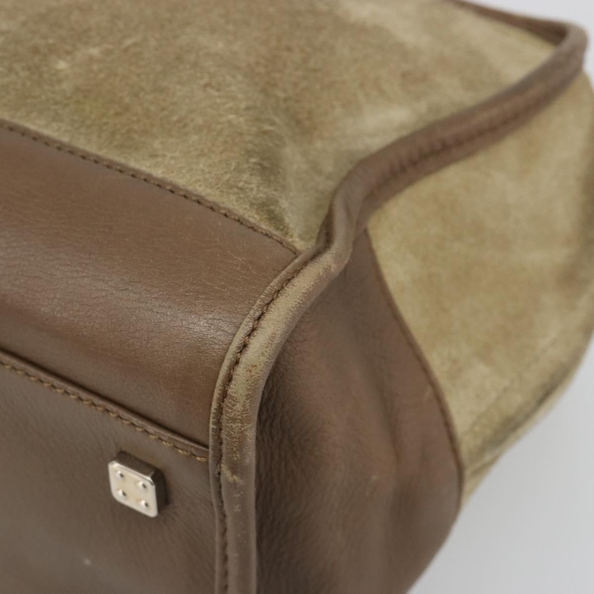 LOEWE Americana 28 Hand Bag Suede Beige Silver Auth 186833A