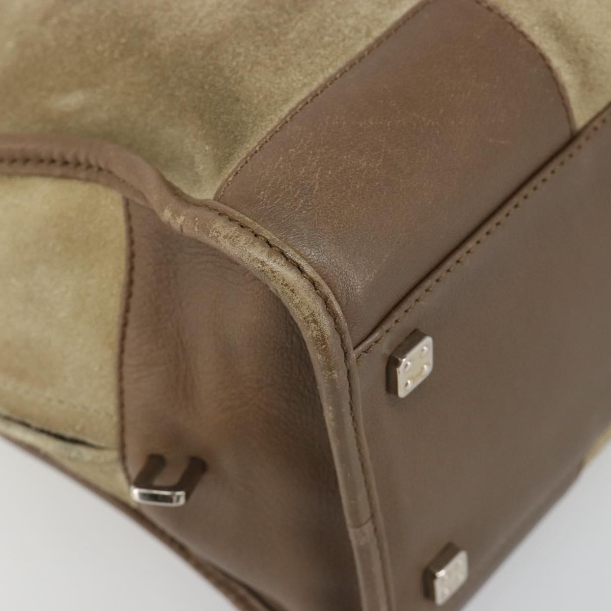 LOEWE Americana 28 Hand Bag Suede Beige Silver Auth 186833A