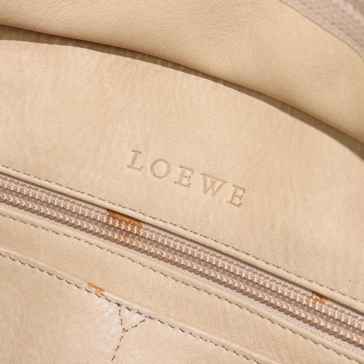 LOEWE Americana 28 Hand Bag Suede Beige Silver Auth 186833A